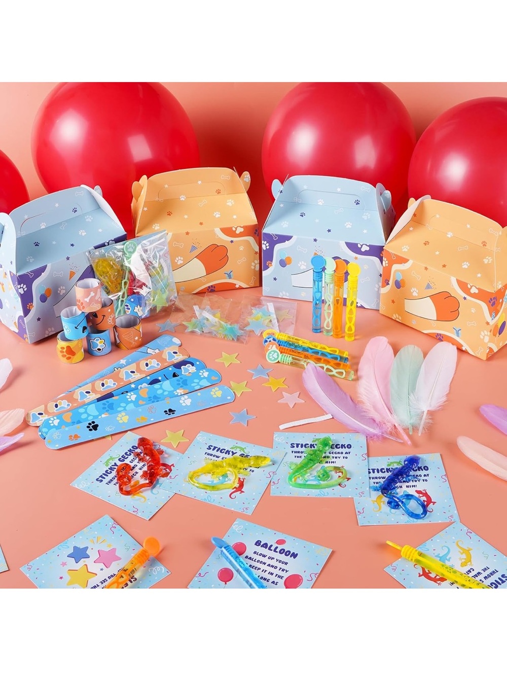 Party Favor Boxes with Assorted Kids Supplies - Orange & Blue